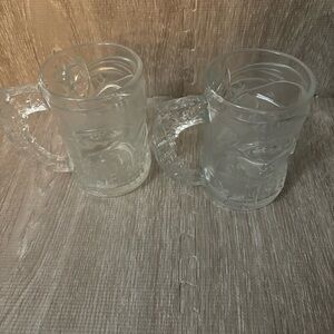 Vintage McDonald's 1995 Batman Forever Set of Two (2) Glass Mugs Cups DC Comics